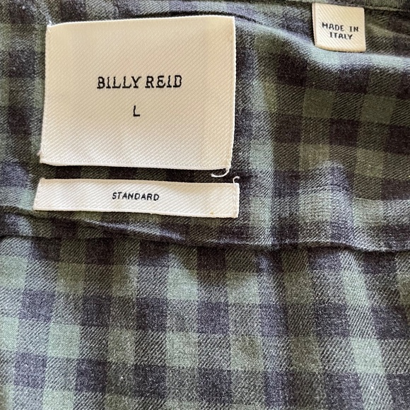 Billy Reid Large Standard Green & Blk Check Collar Shirt - Picture 4 of 4